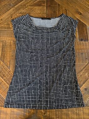 The Limited Black and White Grid Print Top